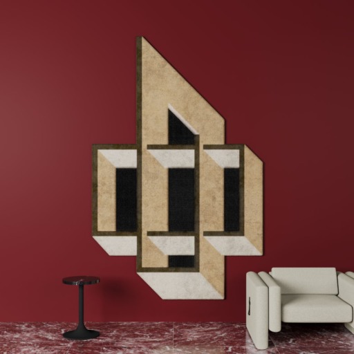 Trendy Rugs: Living Room With A Red Wall, White Armchair And A Retro Rug On The Wall