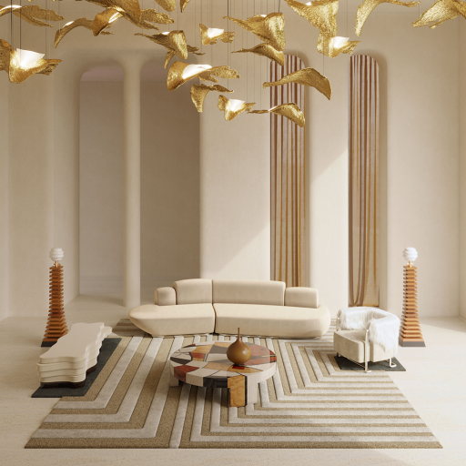 Timeless Living Room With Neutral Colors, Modern Furniture And A Stunning Pattern Rug