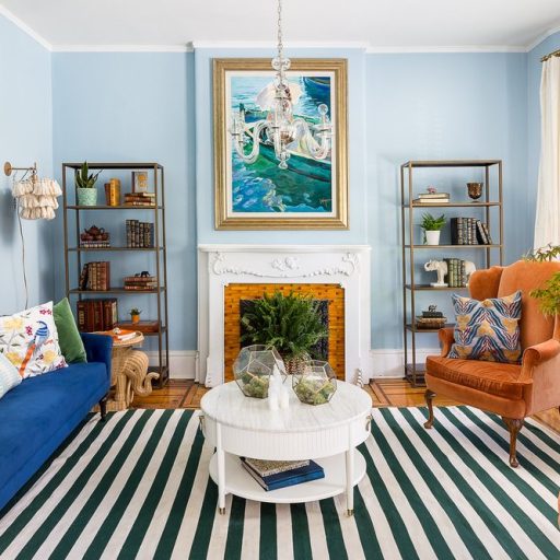 Stripe Rug In A Colorful Living Room