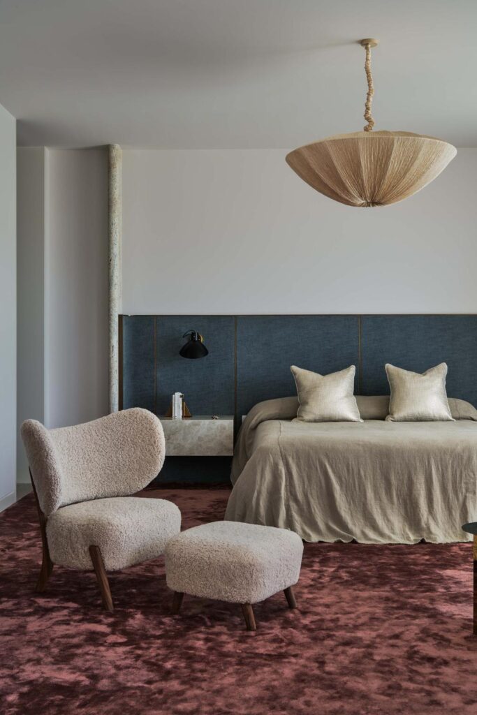 A Journey Through Contemporary Design: Inside a Toorak Home , bedroom with designer furniture 