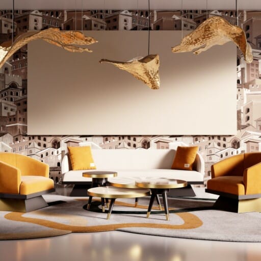Living Room With An Art Deco Rug