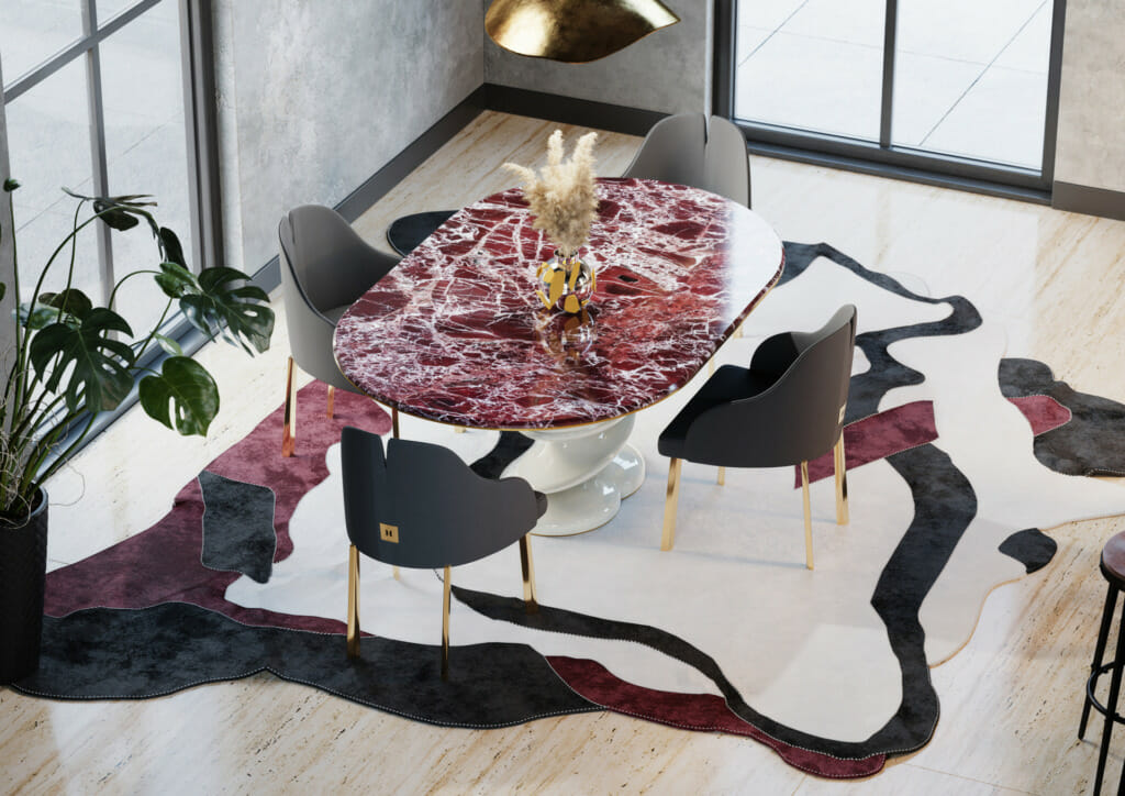 Abstract Area Rug In Dining Room By Hommés Studio And Tapis