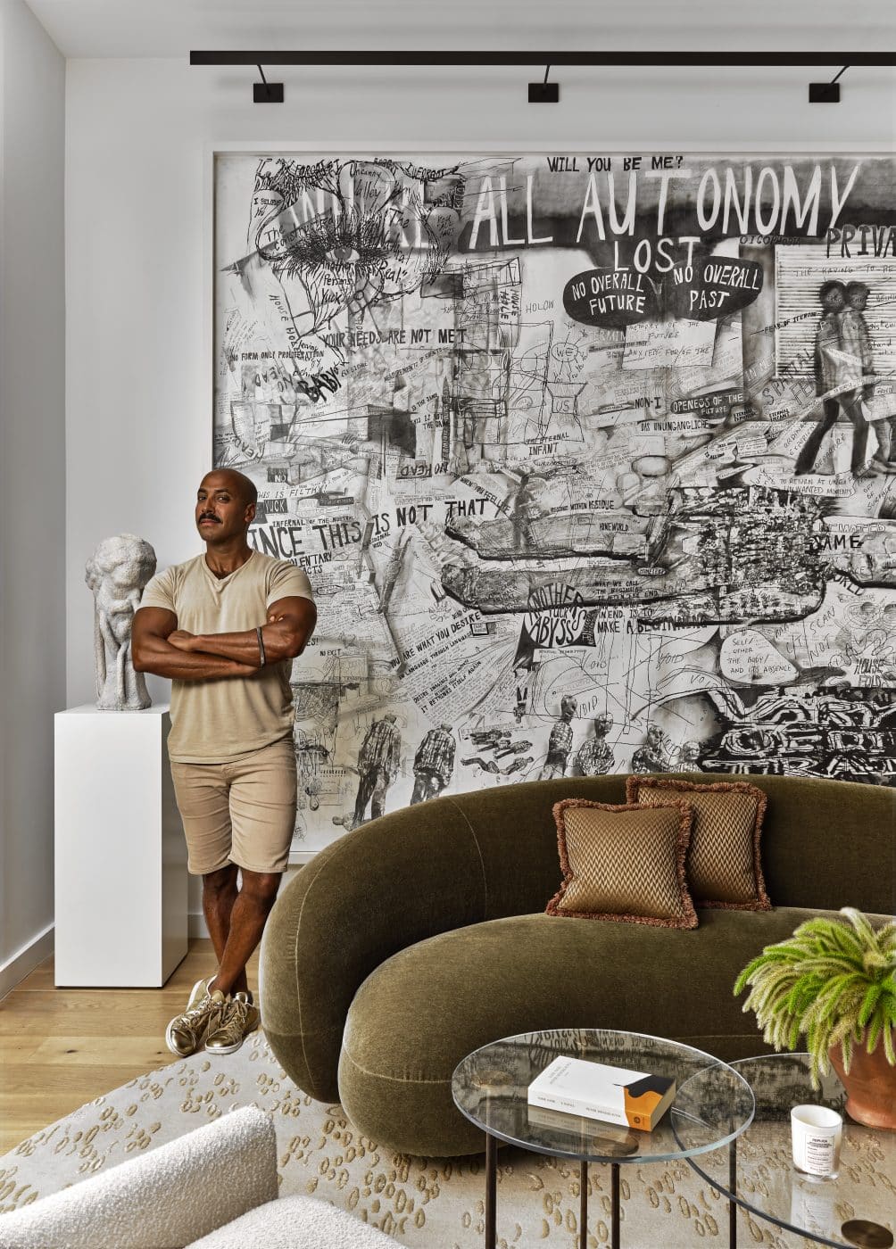 A Brooklyn Townhouse Transformed: Marc Houston’s Bold Vision, Living Room With Creative Art Work And Furniture