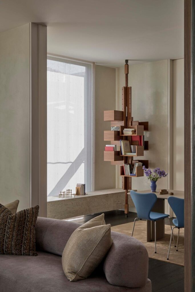 A Journey Through Contemporary Design: Inside a Toorak Home , study area with a library
