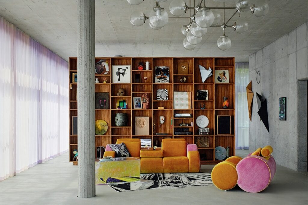 Water Harbor: Where Art, Water, And Industrial Interior Design Meet, Living Room With Unique Rug 