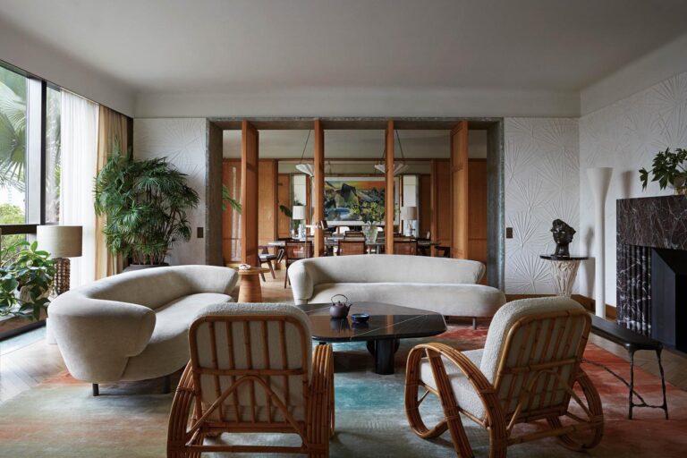 Patterned Rugs and Asian Motifs Enrich Luxury Family Home